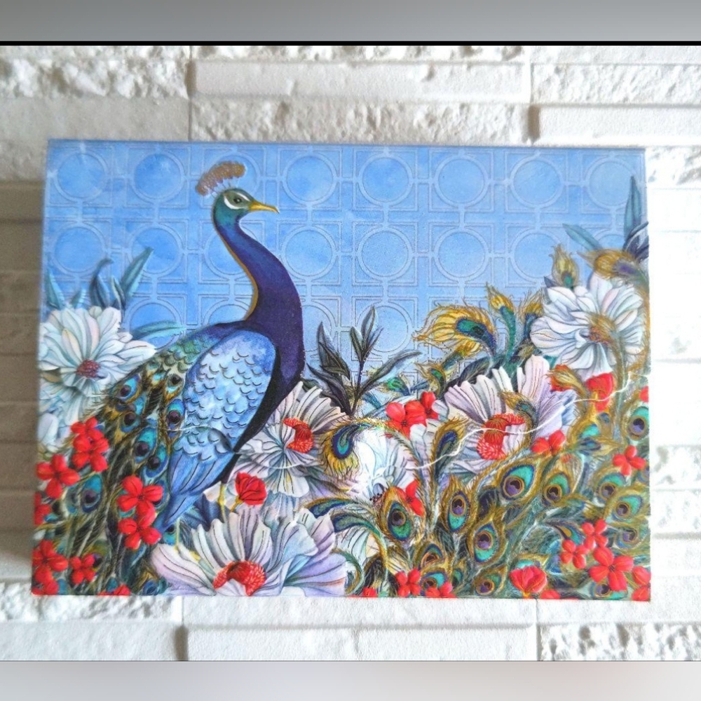 🐦Nicole Tamarin Peacock Design Card & Envelope Set (10 of each) with Box - Picture 3 of 6
